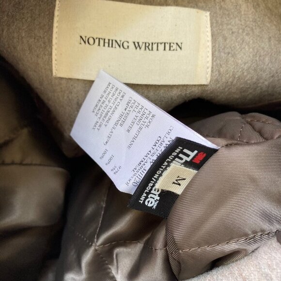 NOTHING WRITTEN COLLARLESS LAMBSWOOL COAT in Oatmeal Women's Medium MSRP $665 - Picture 11 of 12